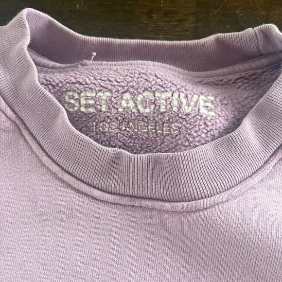 Set Active Two Piece Lounge Set Sweats Comfort Heavy Cotton Lavender Logo M READ - Picture 9 of 12
